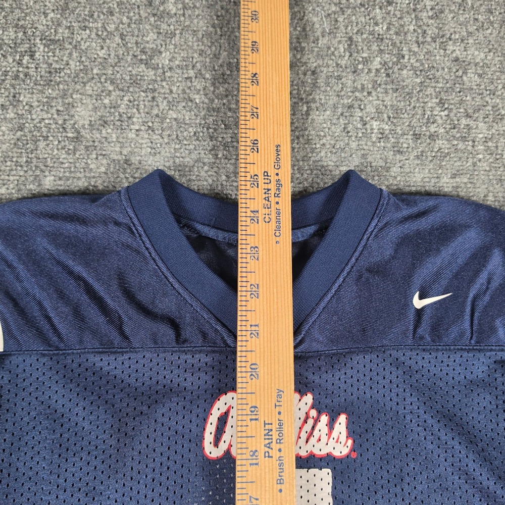 Vintage Nike Ole Miss Rebels Football Jersey Kids M Navy #4 NCAA Youth - Picture 4 of 7